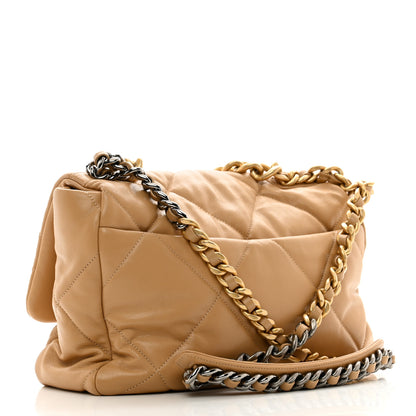 Chanel Lambskin Quilted Large Chanel 19 Flap Dark Beige 3 of 10