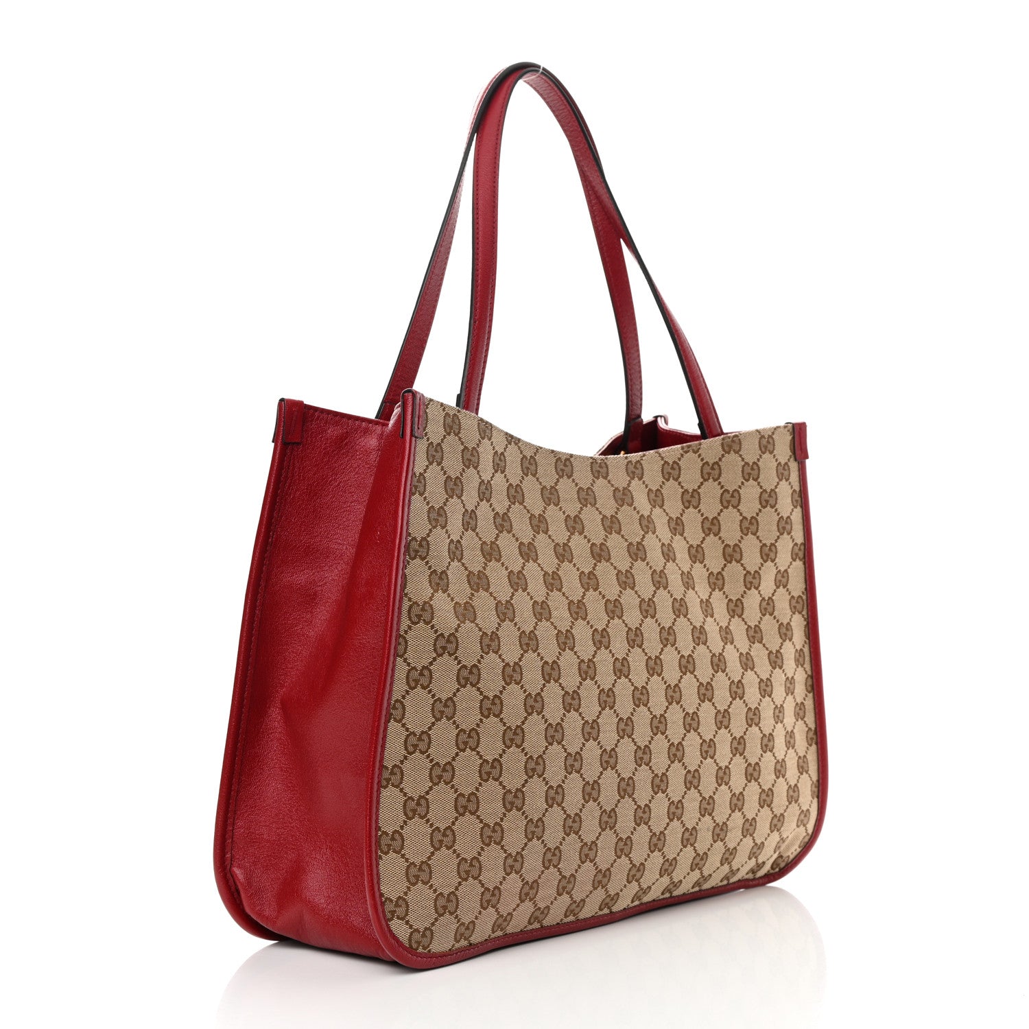 Gucci Monogram New Sakai Calfskin Lux Horsebit 1955 Tote Bag Beige Ebony New Cherry Red 3 of 13