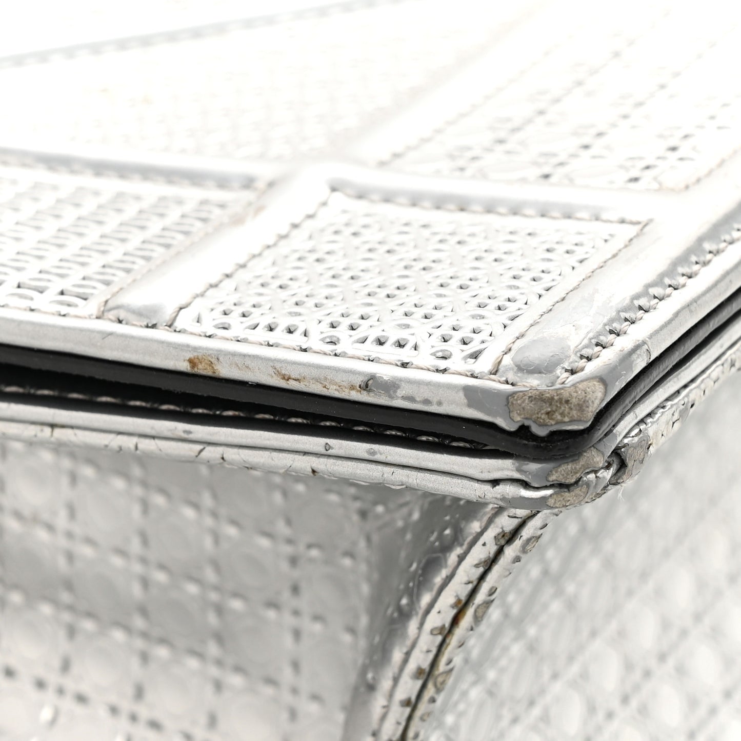 Metallic Patent Micro-Cannage Medium Diorama Flap Bag Silver