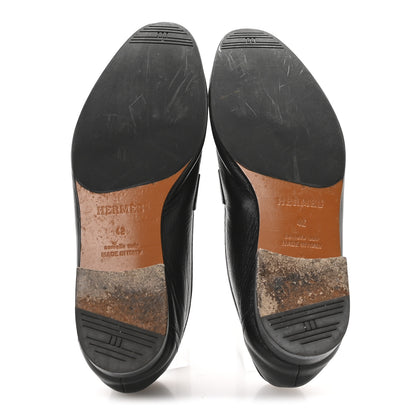 Hermes Goatskin Men's Paris Loafers 42 Black 6 of 9