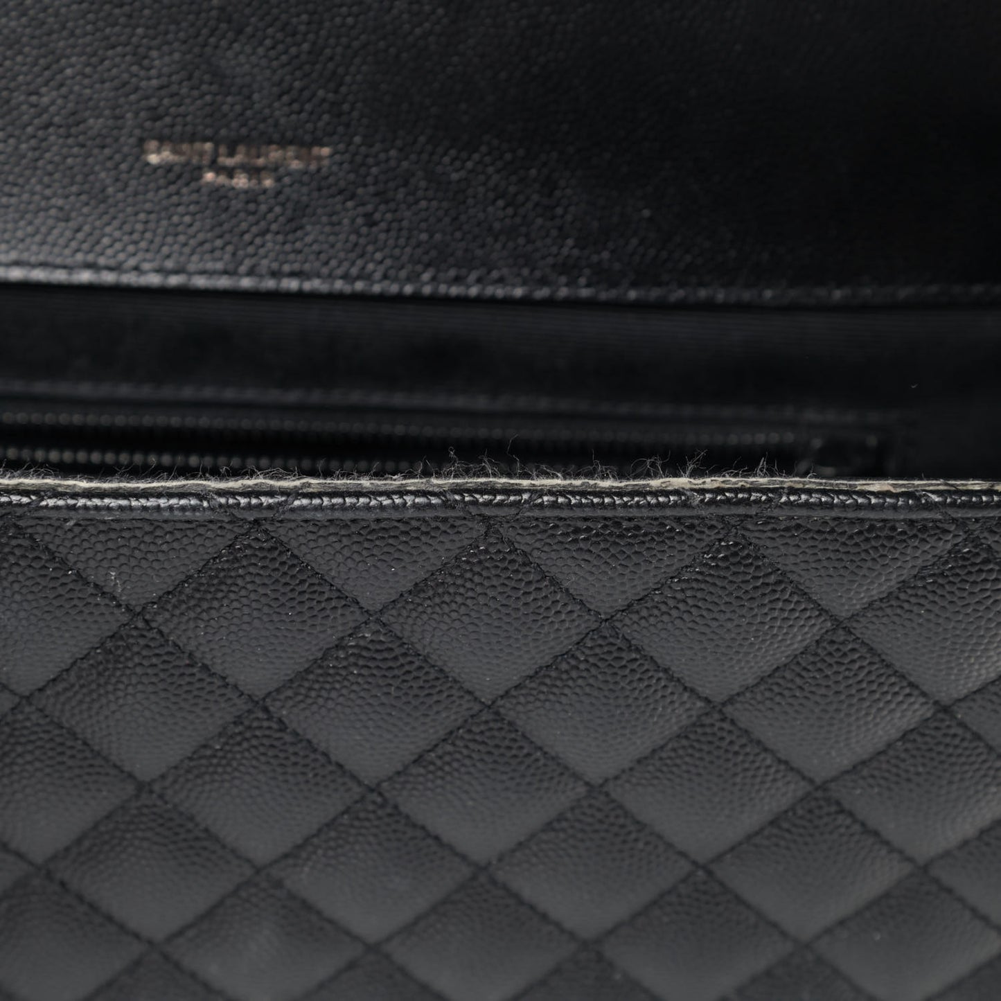 Grain De Poudre Textured Mixed Matelasse Large Triquilt Monogram Monochrome Satchel Black