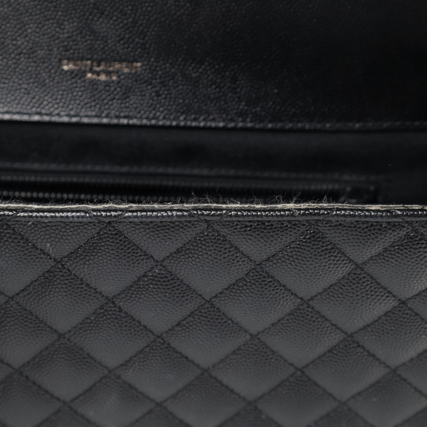 Saint Laurent Grain De Poudre Textured Mixed Matelasse Large Triquilt Monogram Monochrome Satchel Black 7 of 10