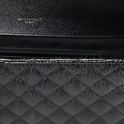 Saint Laurent Grain De Poudre Textured Mixed Matelasse Large Triquilt Monogram Monochrome Satchel Black 7 of 10