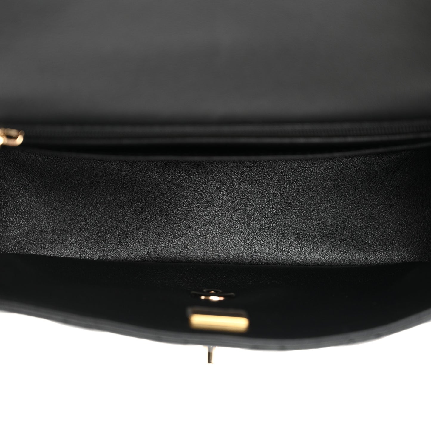 Lambskin Quilted Mini Top Handle Rectangular Flap Black