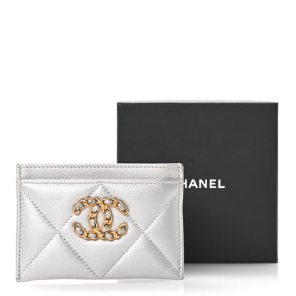 Chanel Metallic Goatskin Quilted 19 Card Holder Silver 9 of 9