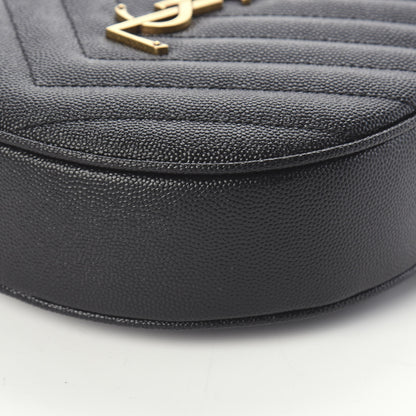 Saint Laurent Grain De Poudre Matelasse Chevron Quilted Round Vinyle Camera Bag Black 7 of 7