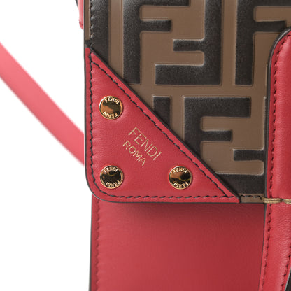 Fendi Vitello Grace Bi-Color FF 1974 Embossed Flip Tote Fragola Maya Black 8 of 12