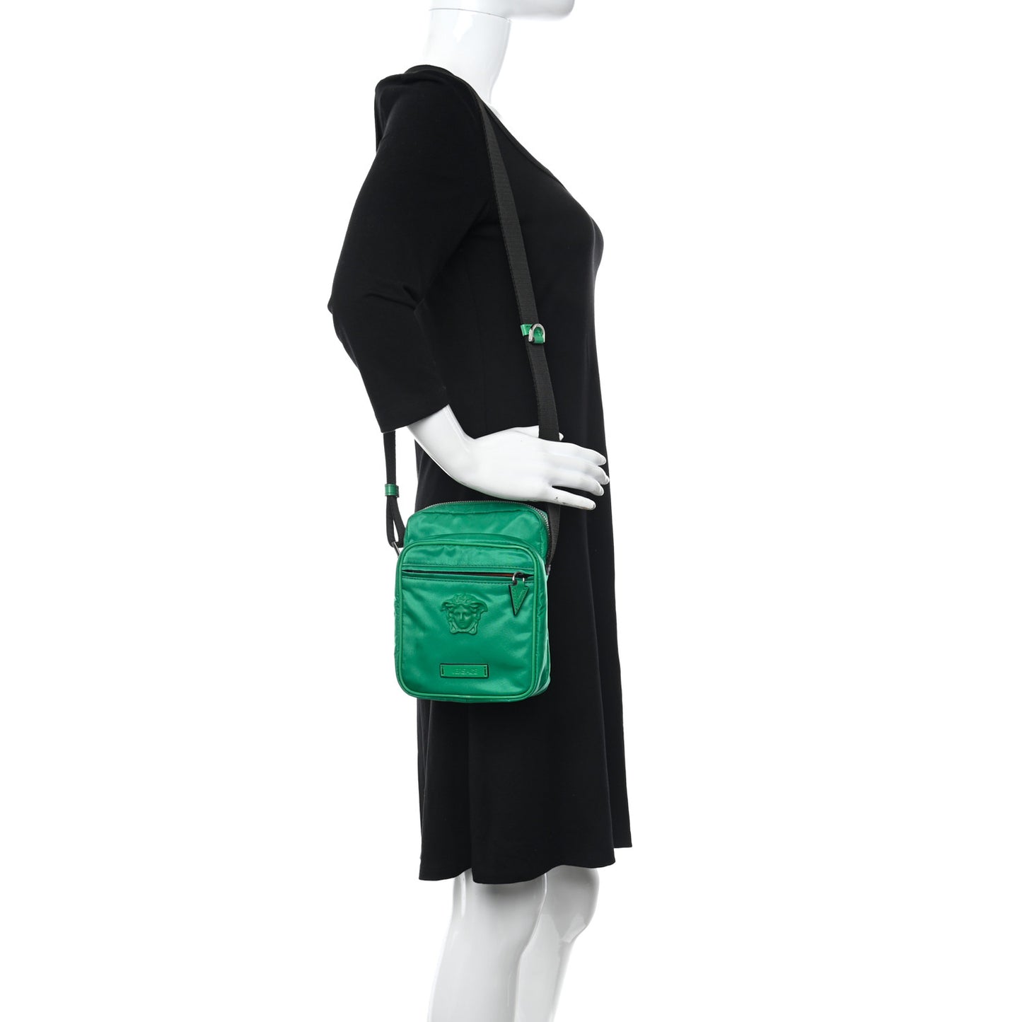 Nylon Palazzo Medusa Crossbody Bag Green