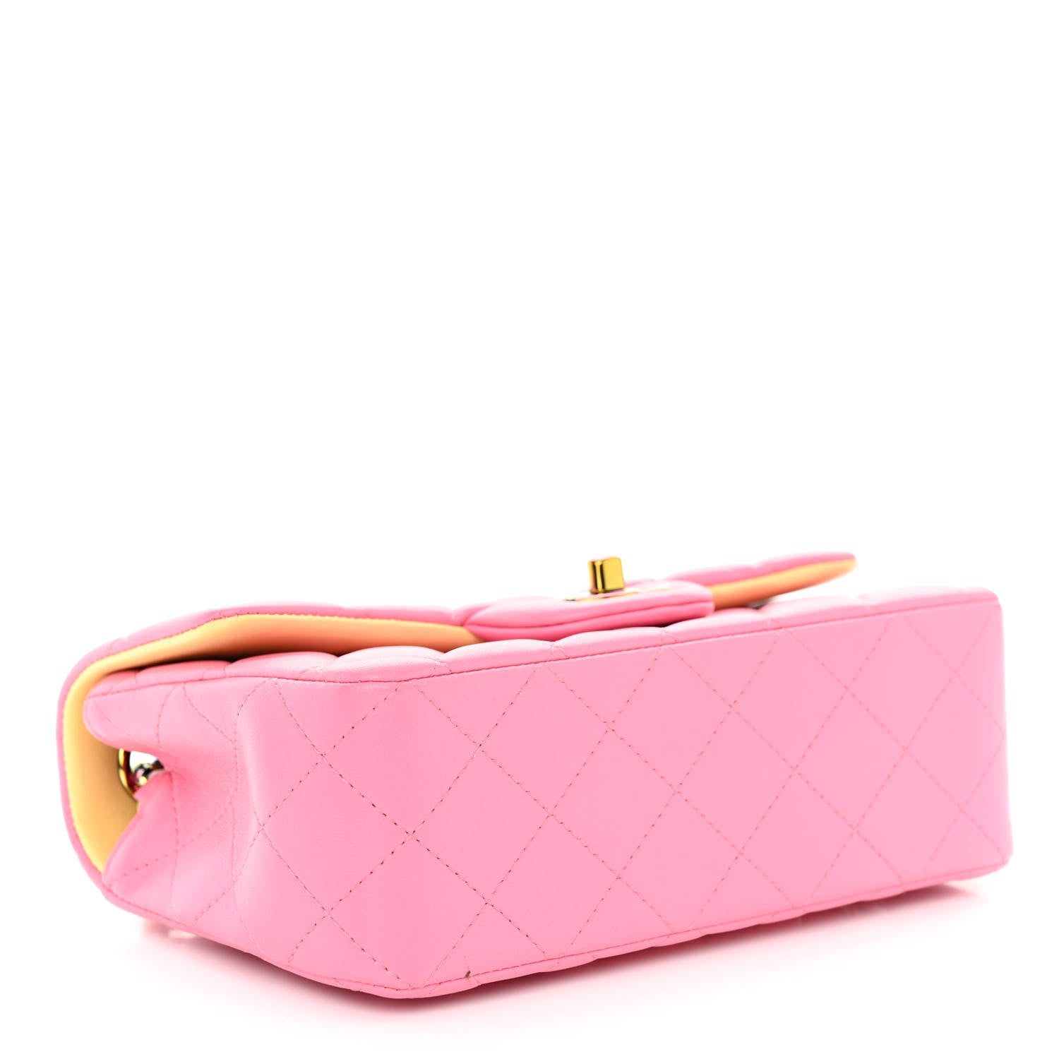 Chanel Lambskin Quilted Mini Rectangular Flap Pink Yellow 4 of 10