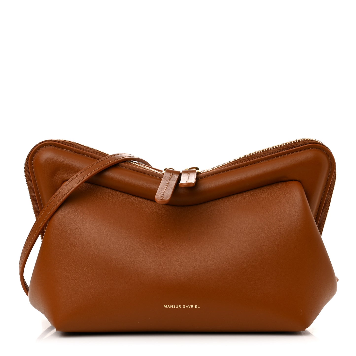 Smooth Calfskin Mini Frame Crossbody Bag Camel