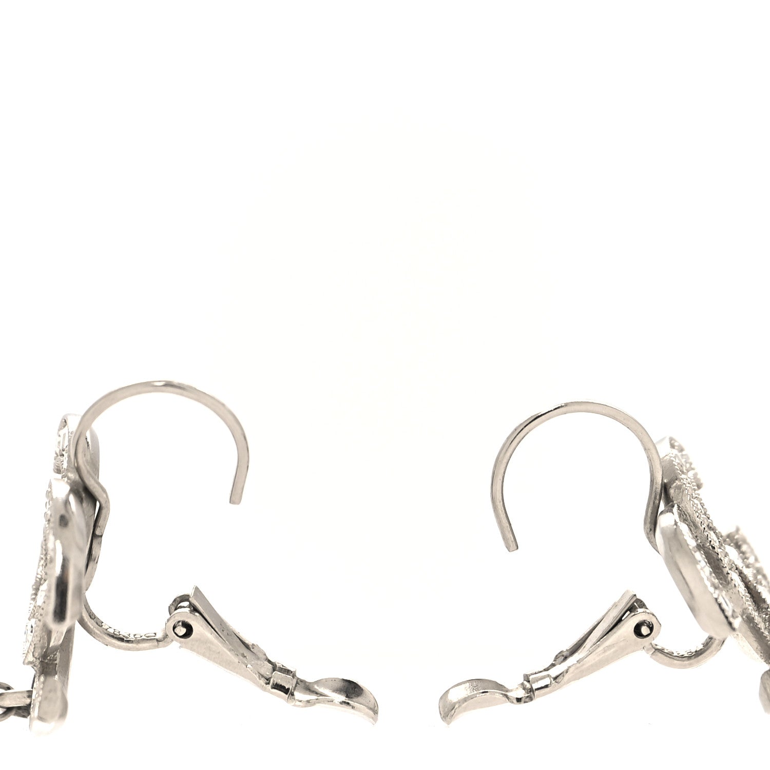 Chanel Crystal Baguette Pearl CC Drop Earrings Silver 3 of 4