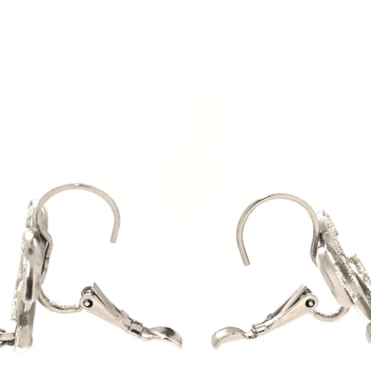 Chanel Crystal Baguette Pearl CC Drop Earrings Silver 3 of 4