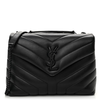 Saint Laurent Calfskin Y Quilted Monogram Monochrome Small Loulou Chain Satchel Black 1 of 15