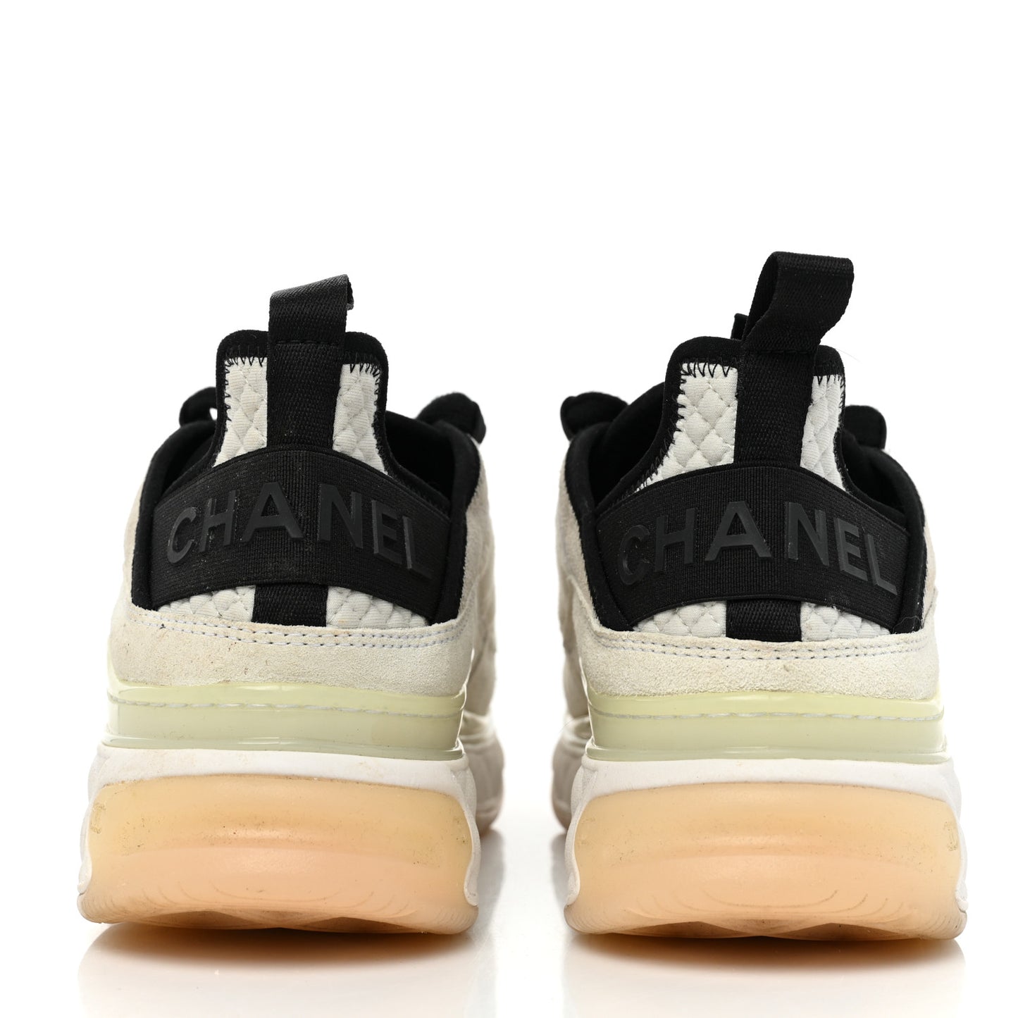 Velvet Calfskin Mixed Fibers CC Sneakers 38 Ivory Black