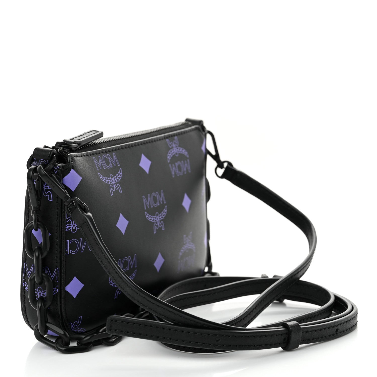 MCM Calfskin Color Splash Pouch on Chain Dahlia Purple 3 of 11