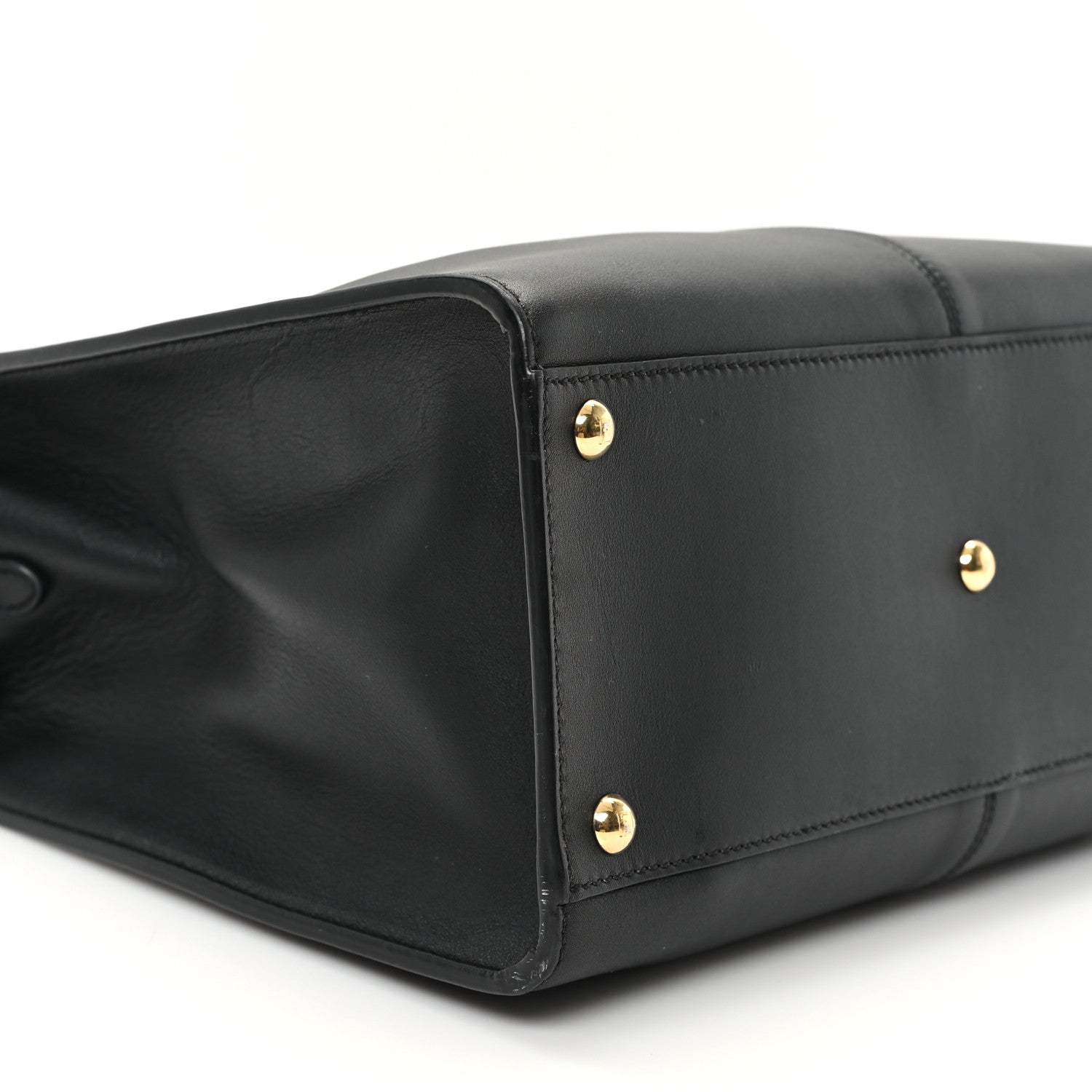 Fendi Vitello Seta Glazed Fabric FF 1974 Medium Peekaboo X-Lite Black Mogano Panna 9 of 12