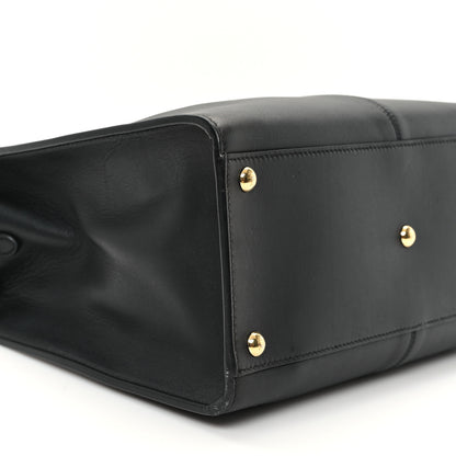 Fendi Vitello Seta Glazed Fabric FF 1974 Medium Peekaboo X-Lite Black Mogano Panna 9 of 12