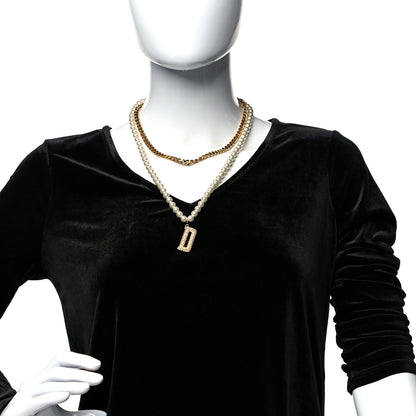 Christian Dior Pearl D Layered Necklace Gold 2 of 5