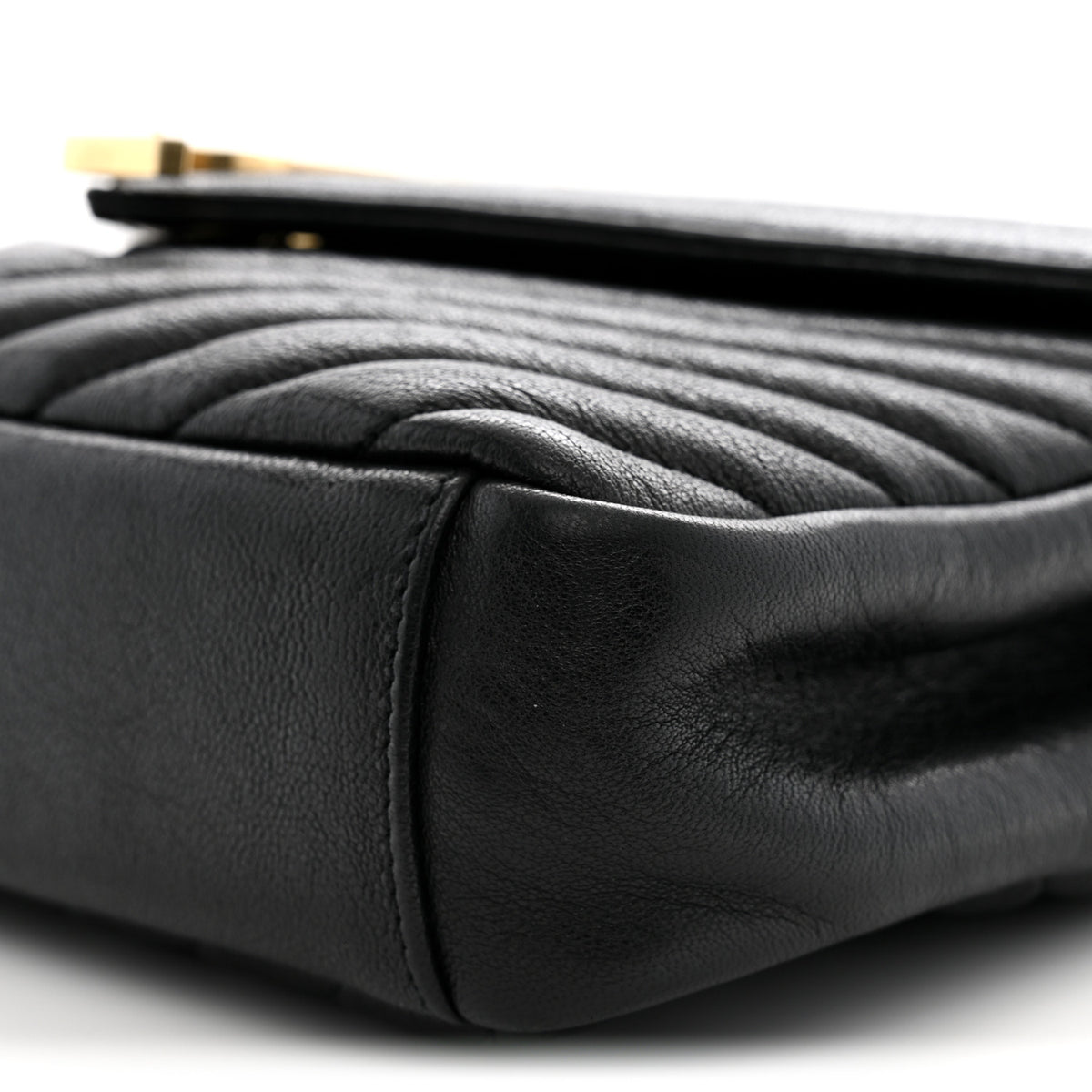 Saint Laurent Sheepskin Matelasse Chevron Monogram Medium College Bag Black 10 of 11