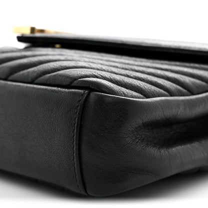 Saint Laurent Sheepskin Matelasse Chevron Monogram Medium College Bag Black 10 of 11