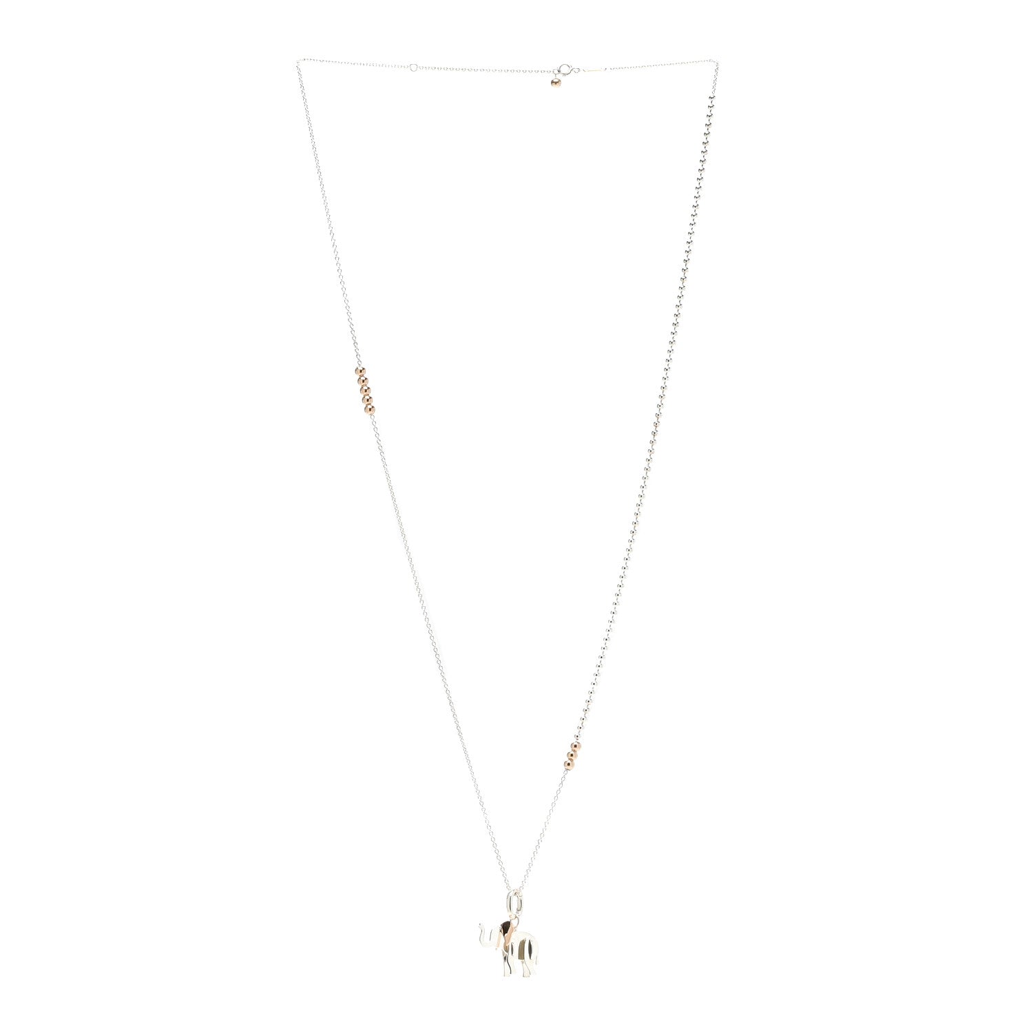 Tiffany Sterling Silver 18K Rose Gold Save the Wild Elephant Pendant Bead Necklace 3 of 5