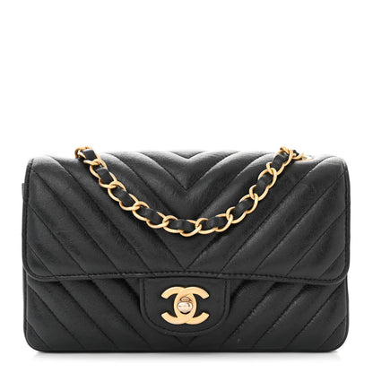 Chanel Iridescent Calfskin Chevron Quilted Mini Rectangular Flap Black 1 of 13
