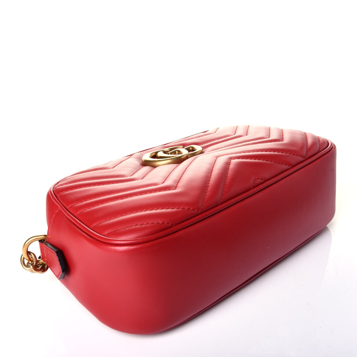 Calfskin Matelasse Small GG Marmont Chain Shoulder Bag Hibiscus Red