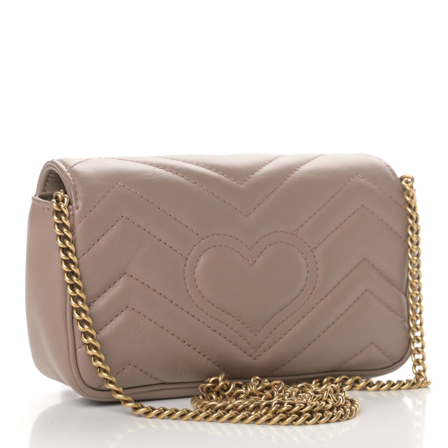 Gucci Calfskin Matelasse Super Mini GG Marmont Shoulder Bag Porcelain Rose 3 of 12