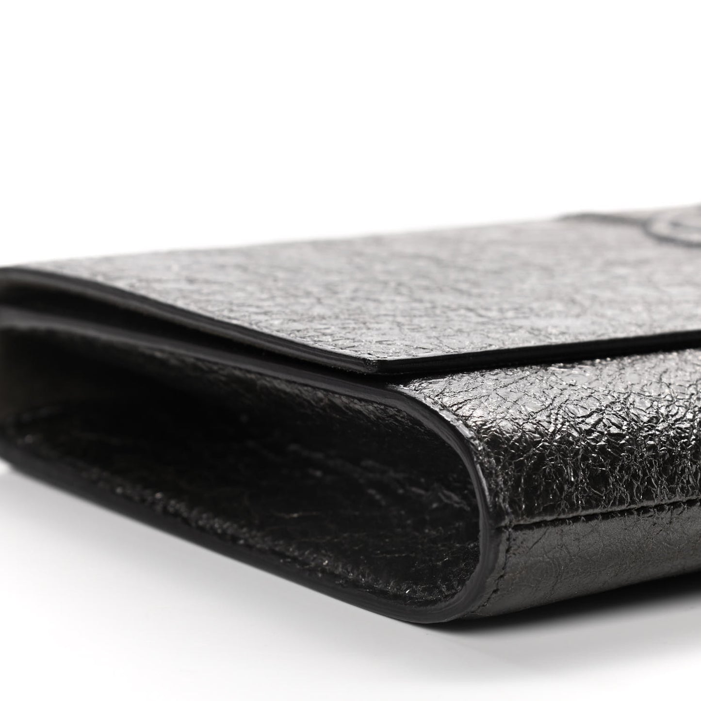 Metallic Textured Calfskin Large Belle De Jour Clutch Dark Silver