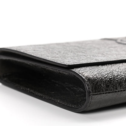 Saint Laurent Metallic Textured Calfskin Large Belle De Jour Clutch Dark Silver 8 of 12