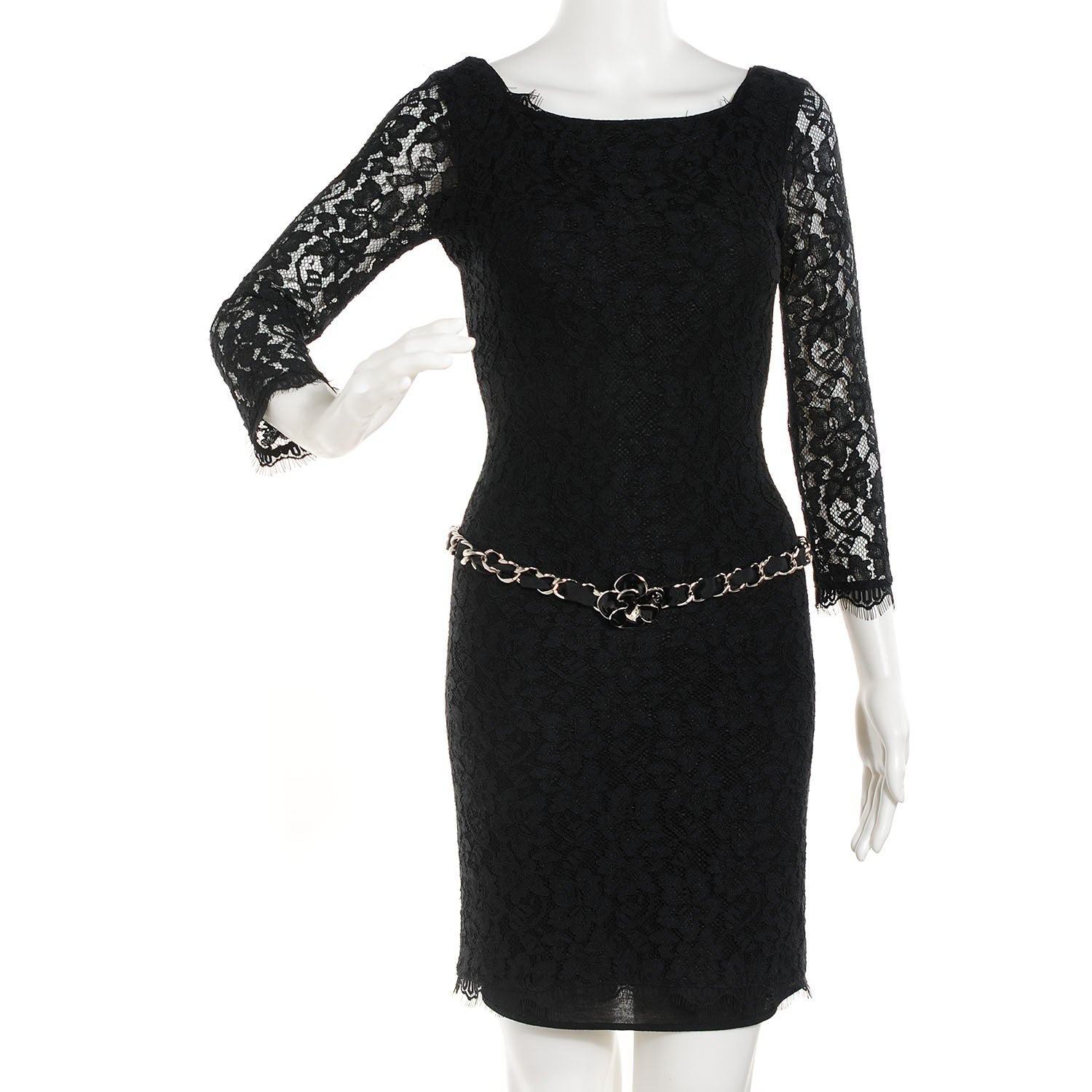 Chanel Grosgrain Camellia Chain Belt Black 2 of 8