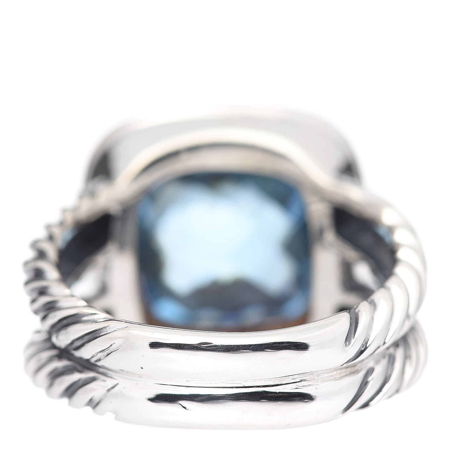David Yurman Sterling Silver Diamond Blue Topaz 11mm Albion Ring 52 6 4 of 5