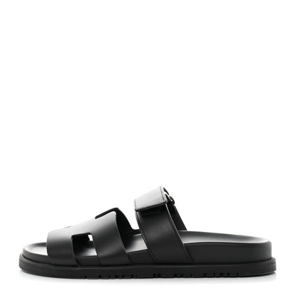 Hermes Calfskin Womens Chypre Sandals 36 Black 1 of 9