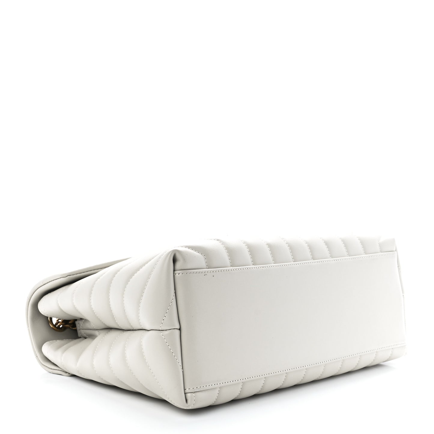 Calfskin Y Quilted Monogram Medium Loulou Chain Satchel Blanc Vintage
