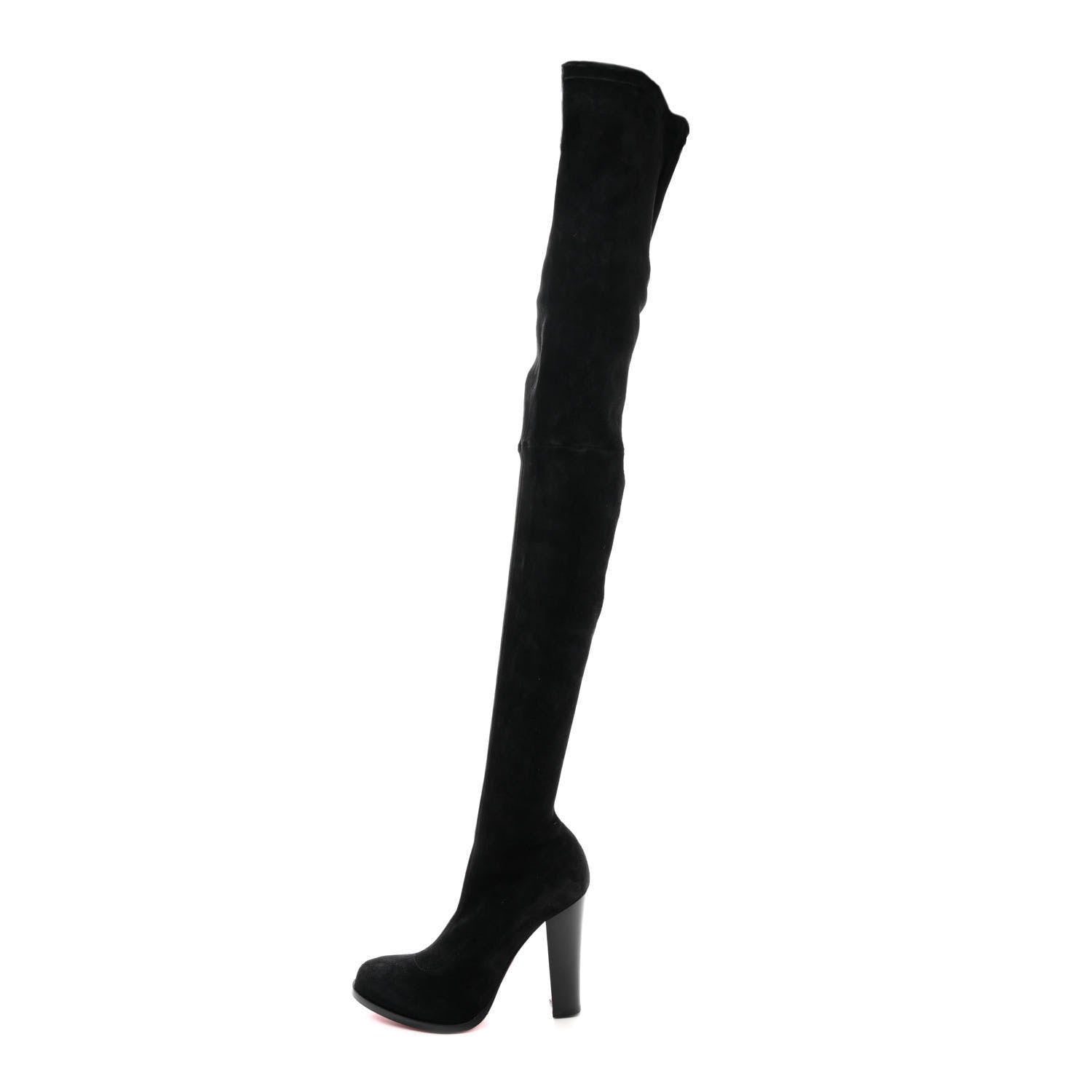 Christian Louboutin Veau Velours Verusch 100 Over The Knee Boots 38 Black 1 of 11