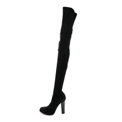 Christian Louboutin Veau Velours Verusch 100 Over The Knee Boots 38 Black 1 of 11