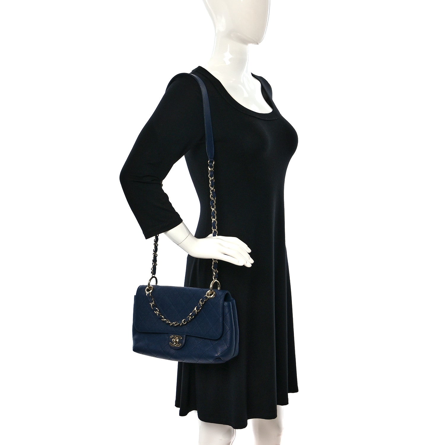 Chanel Caviar Quilted City Walk Flap Navy Blue 2 of 12
