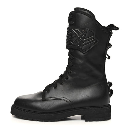 Fendi Vitello FF Embossed Biker Boots 40 Black 1 of 7