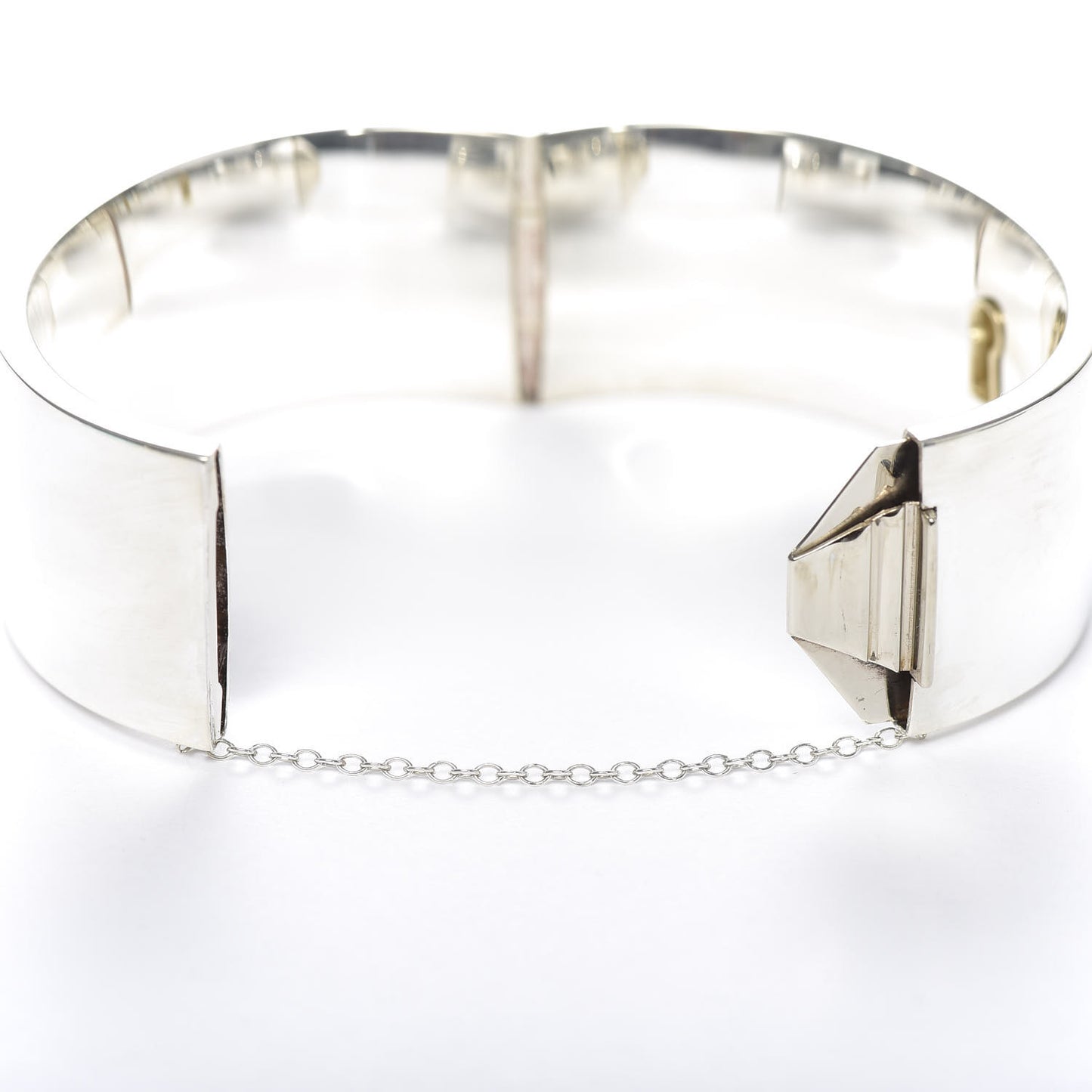 Sterling Silver 18K Yellow Gold Lock Hinged Bangle Bracelet