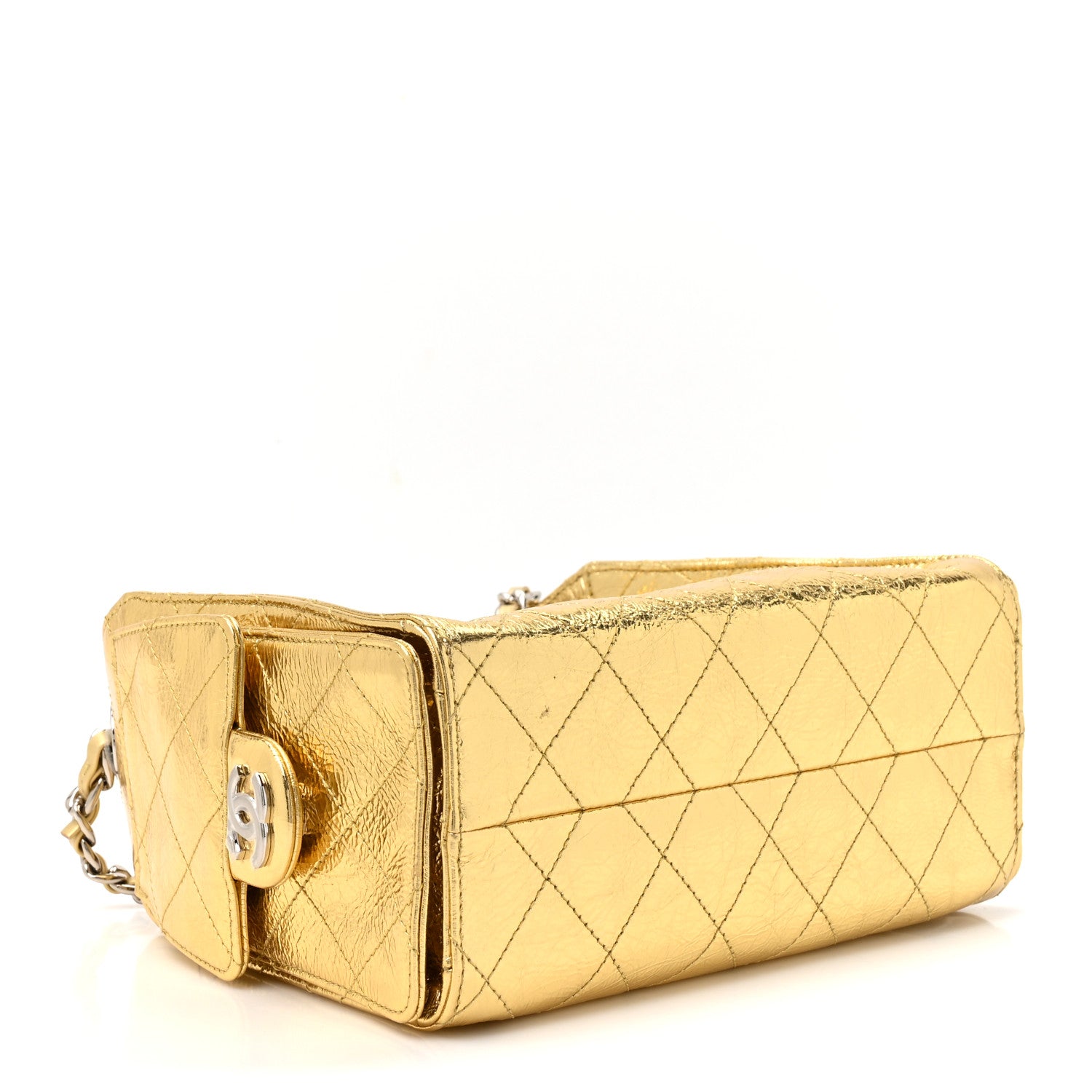Chanel Metallic Aged Calfskin Mini Chanel 25 Handbag Gold 4 of 13
