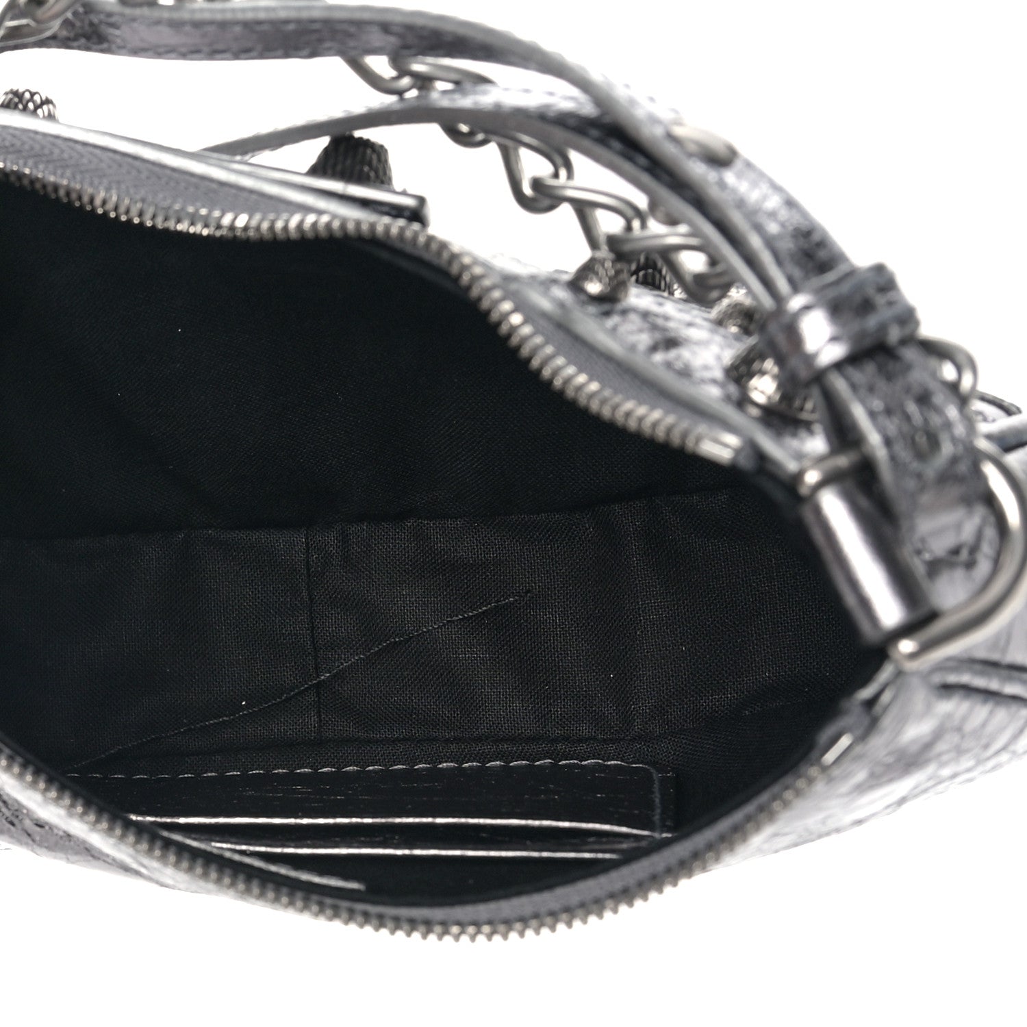 Balenciaga Metallic Agneau Arena Le Cagole Purse With Chain Mini Silver 5 of 8
