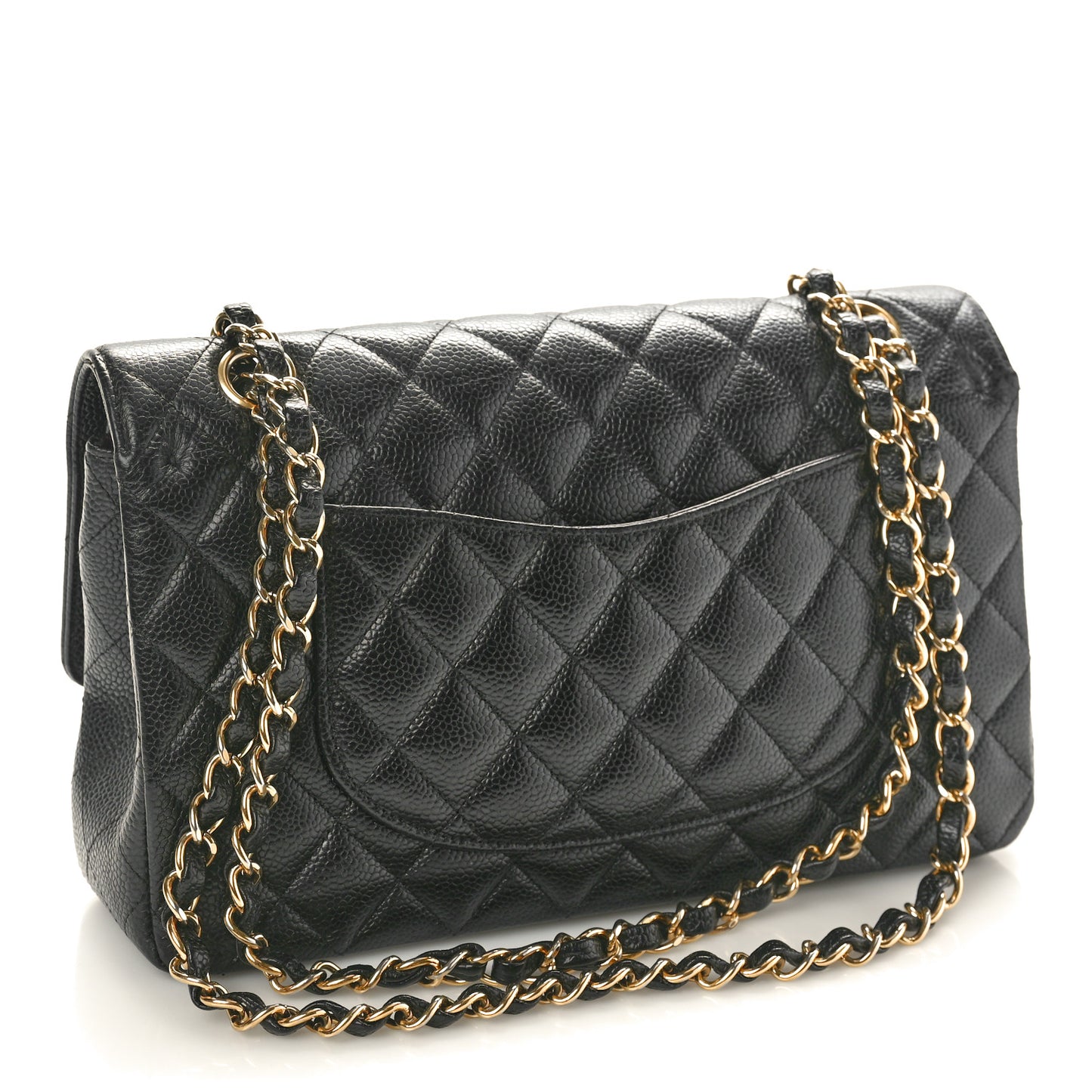 Caviar Quilted Medium Double Flap Black