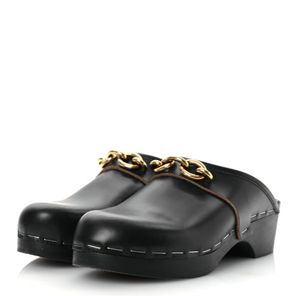 Saint Laurent Smooth Calfskin Le Maillon Clogs 39.5 Black 3 of 9