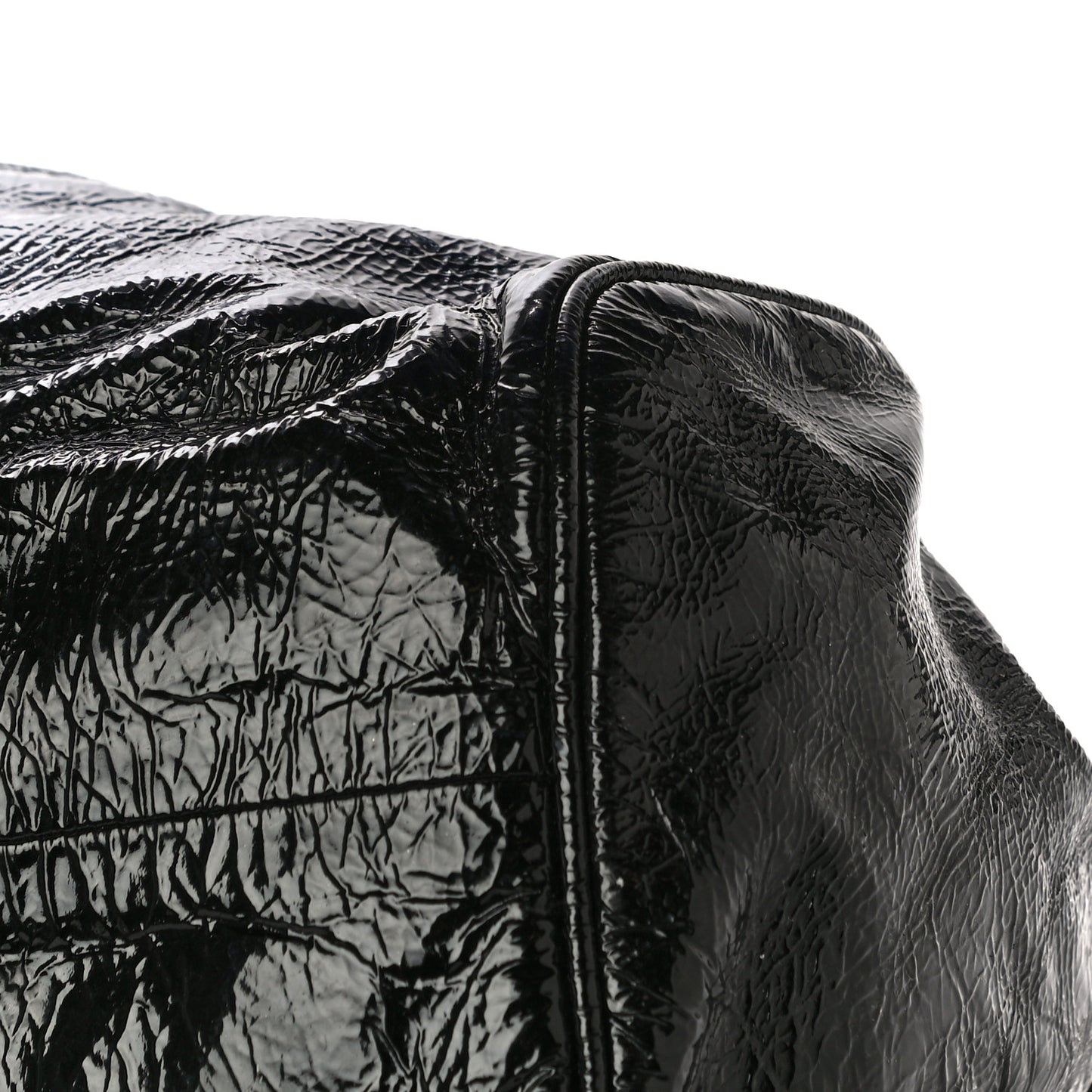 Crushed Patent Riki Bag Black
