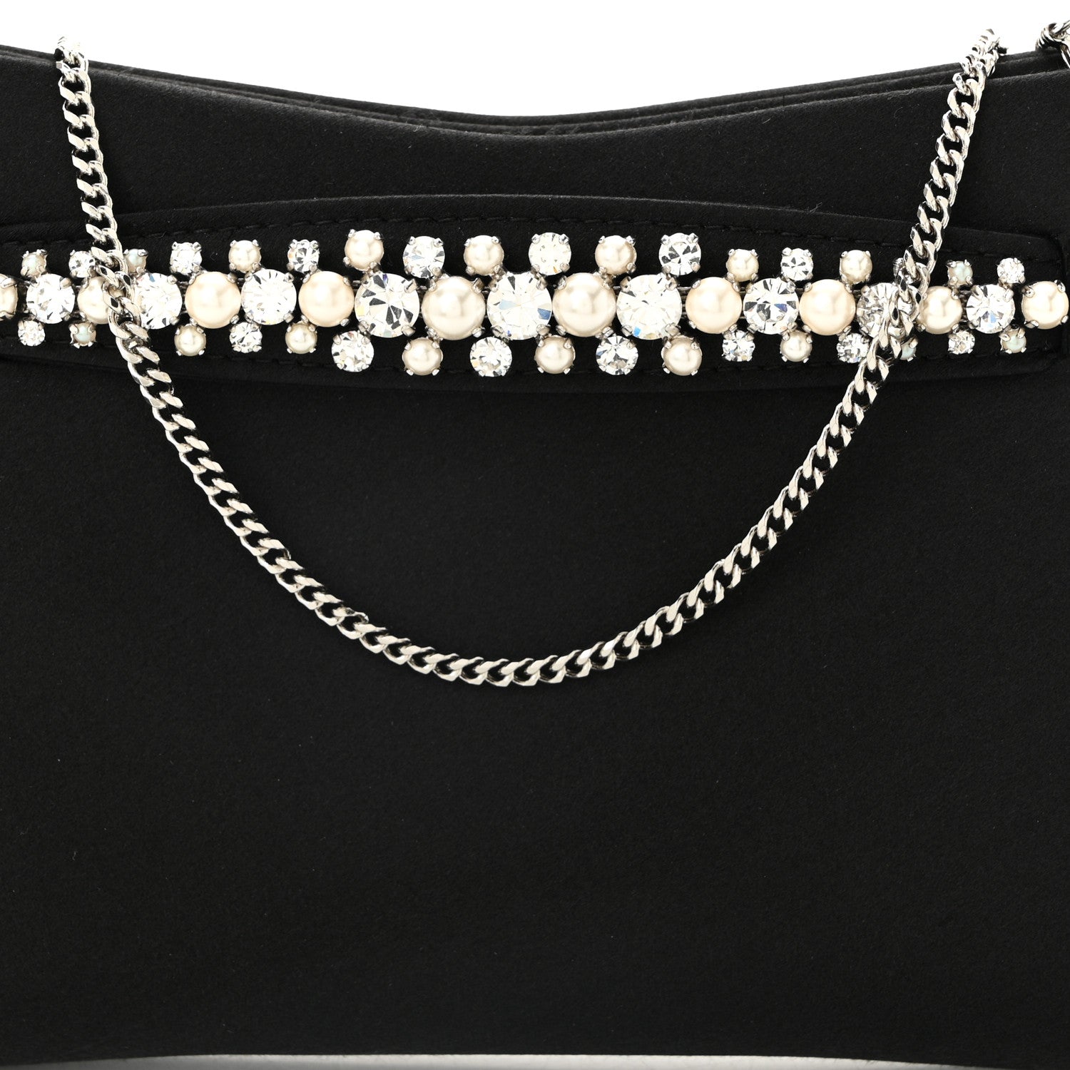Jimmy Choo Satin Crystal Pearl Venus Clutch Black 7 of 9