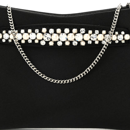 Jimmy Choo Satin Crystal Pearl Venus Clutch Black 7 of 9