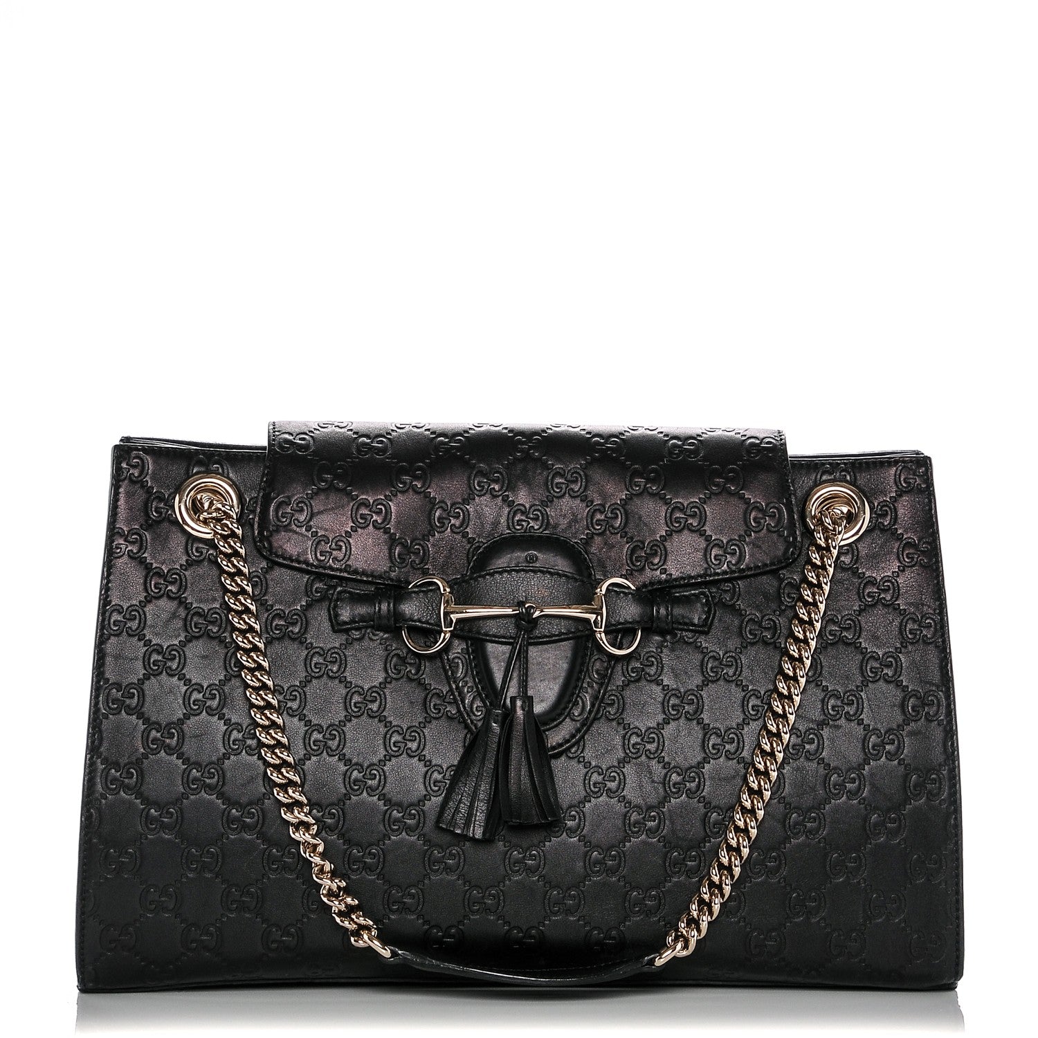 Gucci Guccissima Large Emily Chain Shoulder Bag Black 1 of 6
