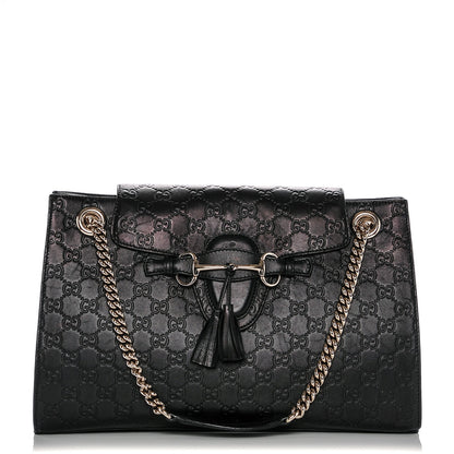 Gucci Guccissima Large Emily Chain Shoulder Bag Black 1 of 6