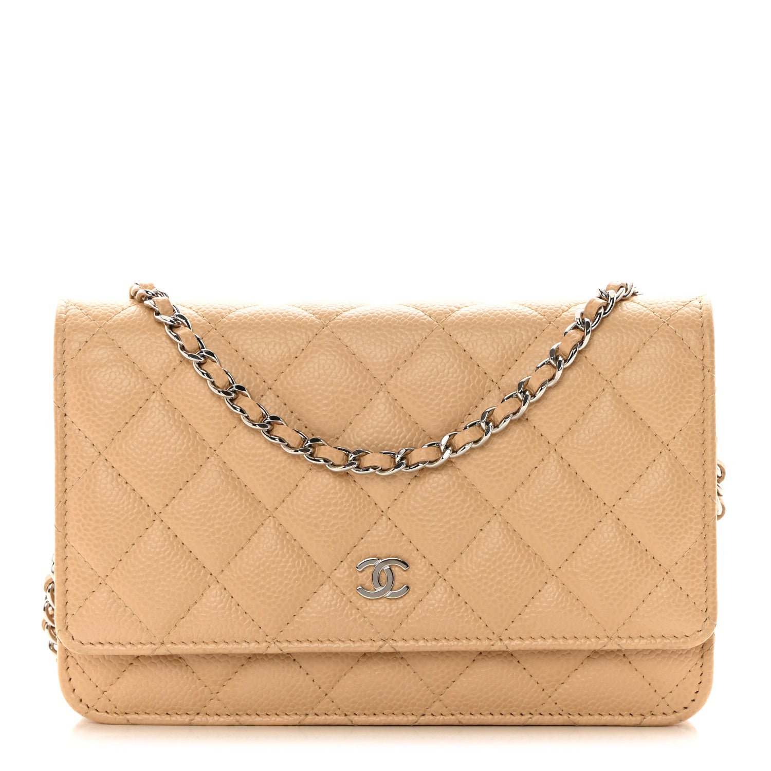 Chanel Caviar Quilted Wallet On Chain WOC Beige 1 of 15