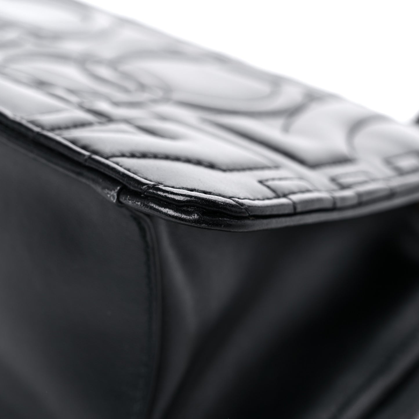 Calfskin Quilted Gancini Flap Bag Black